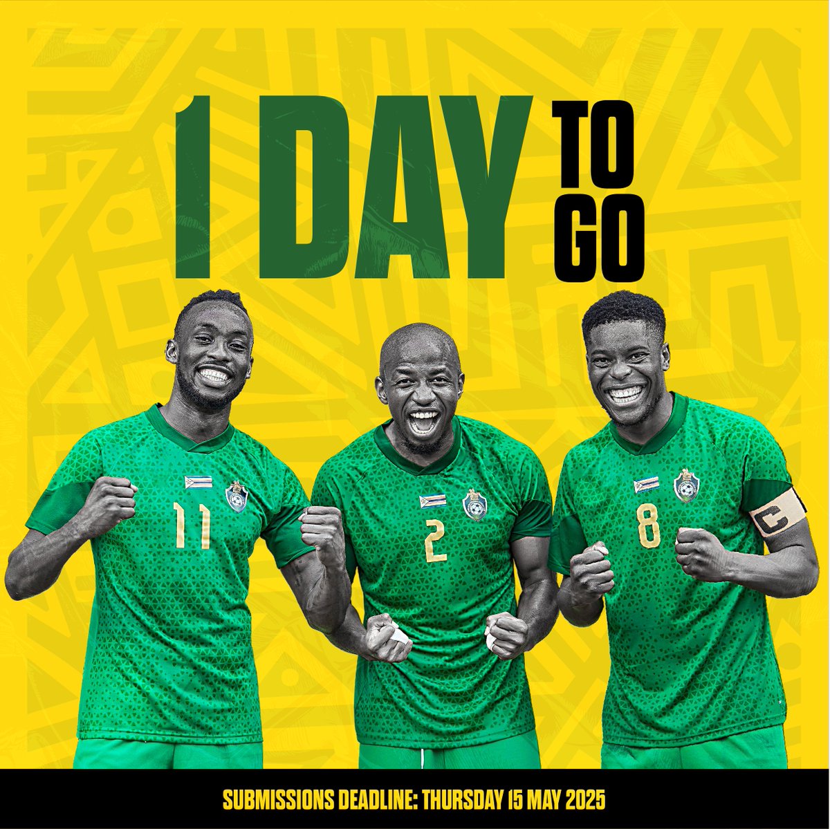 Zimbabwe Football Association (@online_zifa) on Twitter photo β‘1 DAY TO GO! β‘
Your mission:
1. Create a bold brand β name + logo
2. Design your identity on the Warriorsβ jersey
3. Bring it to life on fan merchandise
Dare to dream. Design to inspire. Make your mark.
Send your entries to:
π§ branddesign@zifafootball.org.zw
Deadline: β‘1 DAY TO GO! β‘
Your mission:
1. Create a bold brand β name + logo
2. Design your identity on the Warriorsβ jersey
3. Bring it to life on fan merchandise
Dare to dream. Design to inspire. Make your mark.
Send your entries to:
π§ branddesign@zifafootball.org.zw
Deadline:
