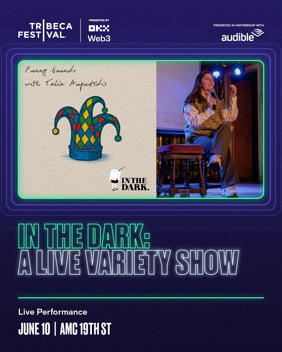 In The Dark Radio (@inthedarkradio) on Twitter photo Join <a href="/taliaaugustidis/">Talia Augustidis</a> for an evening of audio humour at @TribeacAudio in NYC!
She’ll be playing some of the funniest pieces she’s heard over the years — documentaries, old radio sketches, bloopers, even sound art.
10 June, 5:30pm, AMC 19th St. East 6
tribecafilm.com/films/in-the-d… Join <a href="/taliaaugustidis/">Talia Augustidis</a> for an evening of audio humour at @TribeacAudio in NYC!
She’ll be playing some of the funniest pieces she’s heard over the years — documentaries, old radio sketches, bloopers, even sound art.
10 June, 5:30pm, AMC 19th St. East 6
tribecafilm.com/films/in-the-d…