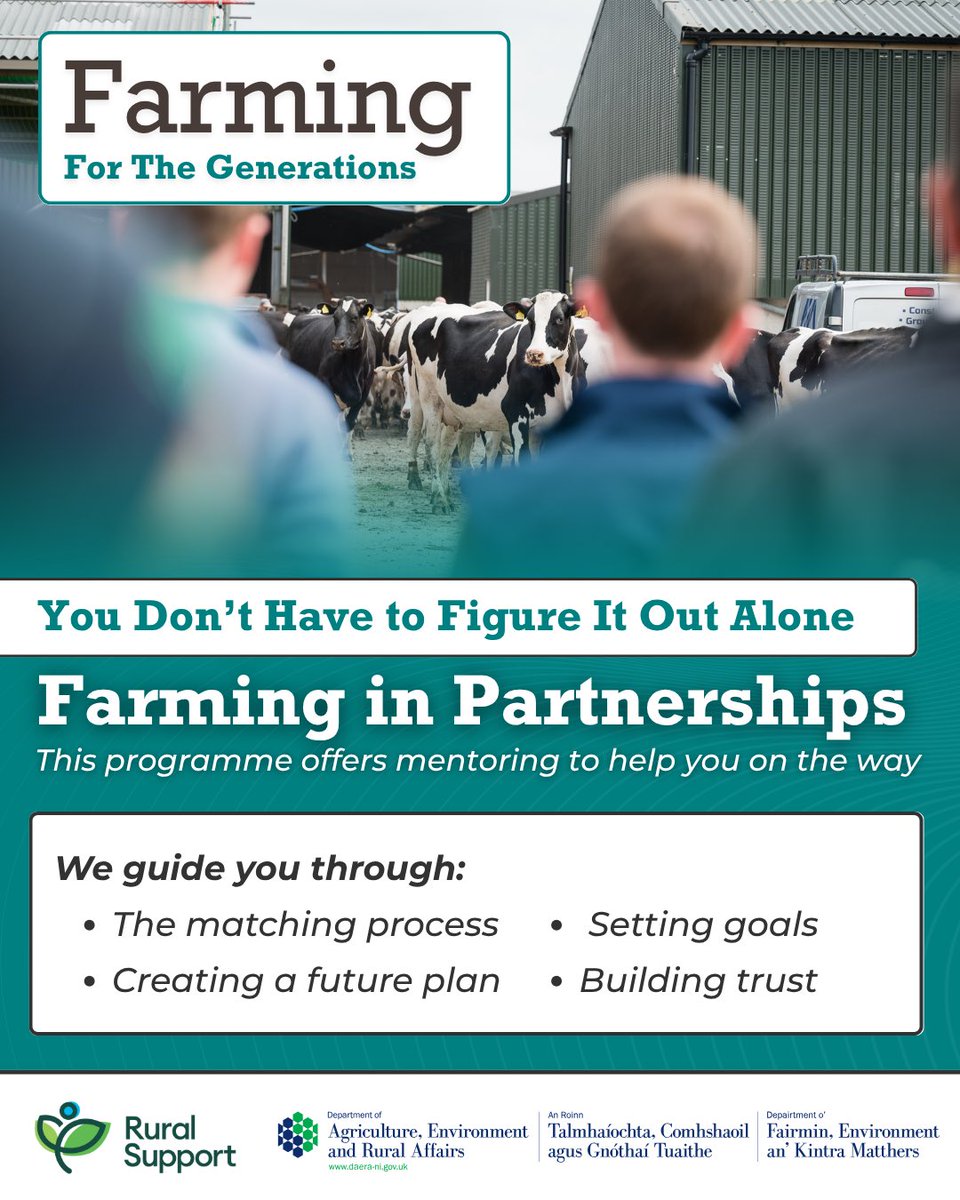 Rural Support (@ruralsupport) on Twitter photo Starting a partnership can feel like a big step, but you’re not in it alone. The Farming in Partnerships programme helps you with:
🔹 Getting matched
🔹 Building trust
🔹 Setting clear goals
🔹 Planning for the future
farmgenerations@ruralsupport.org.uk
📞 028 8676 0040 Starting a partnership can feel like a big step, but you’re not in it alone. The Farming in Partnerships programme helps you with:
🔹 Getting matched
🔹 Building trust
🔹 Setting clear goals
🔹 Planning for the future
farmgenerations@ruralsupport.org.uk
📞 028 8676 0040