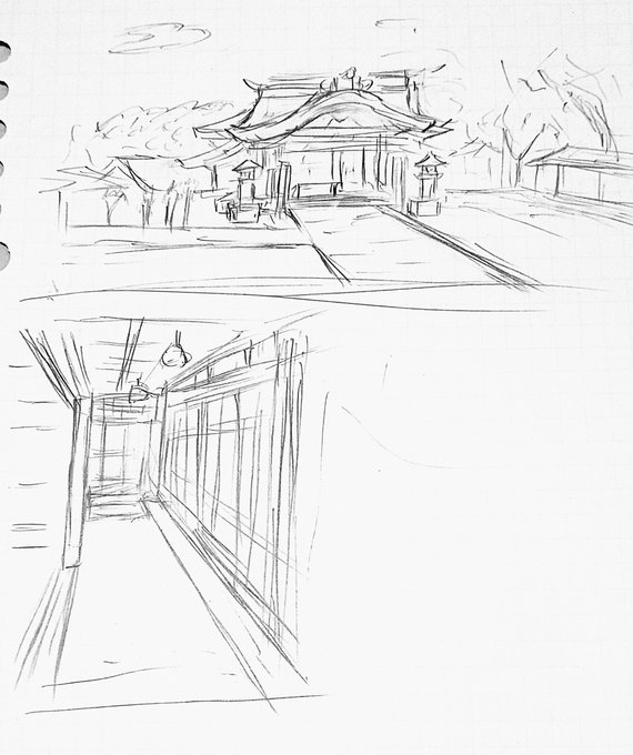 食堂席位置があまりよろしくなかったので
背景落書き⛩️ 