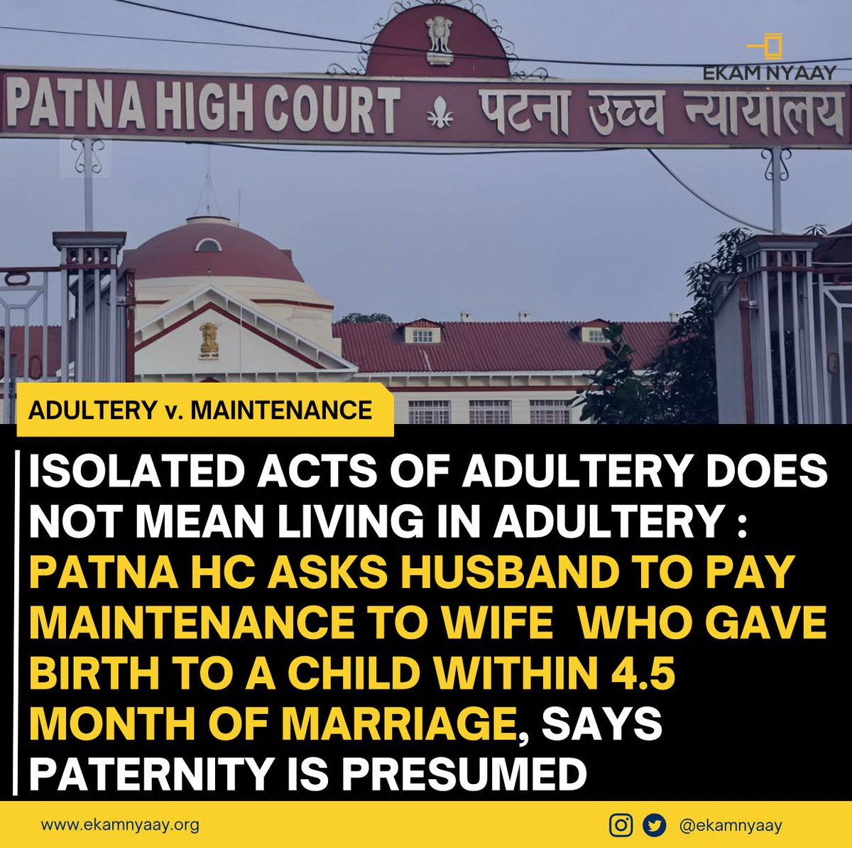 DeepikaBhardwaj's tweet image. Husband says wife had illicit relations with her own brother-in-law, gave birth to a child within 4.5 months of marriage

Court says Isolated acts of adultery no ground to deny maintenance, asks him to pay for wife &amp;amp; child saying that it will be presumed that he's the father