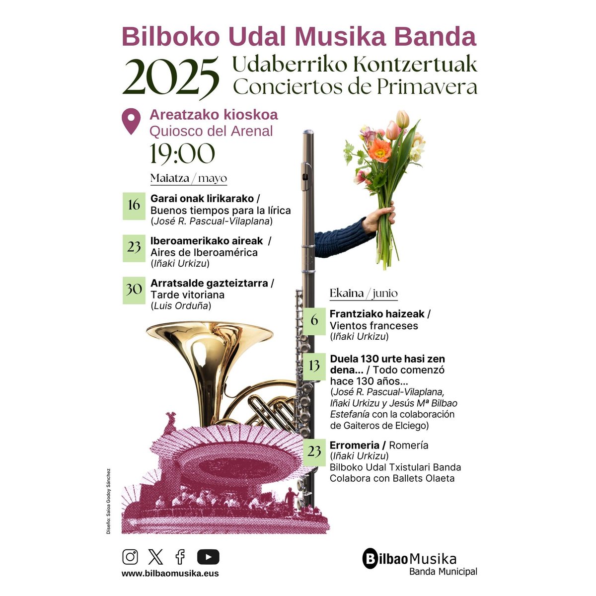 ⛩️🎶 #BilbokoUdalMusikaBanda udaberriko denboraldiari emango dio hasiera ostiral honetan, maiatzaren 16an, 19:00etatik aurrera, Areatzako Kioskoan, "Garai onak lirikarako" kontzertuarekin.

ℹ Albistea 👉 labur.eus/wlechky1

#BilbaoMusika