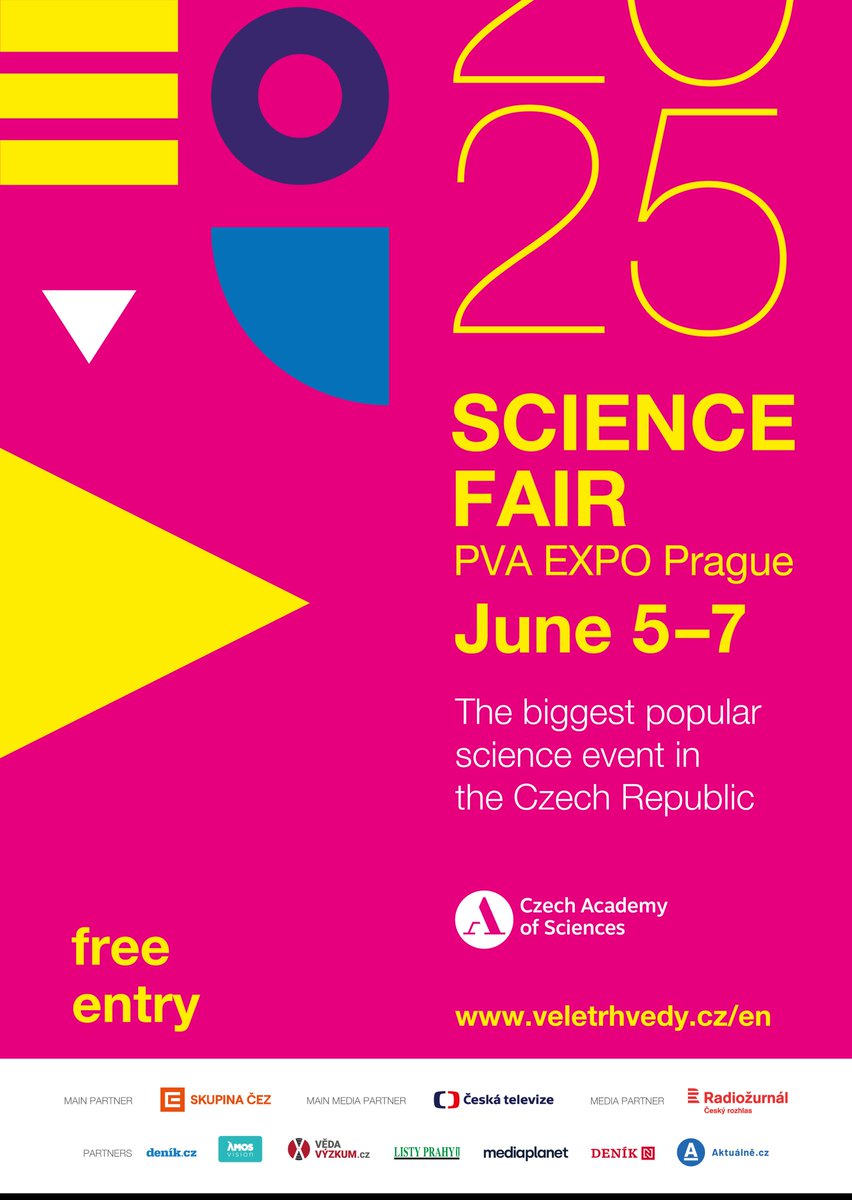 The Science Fair in Prague is just around the corner! #VeletrhVědy 👩‍🔬🧪🛰️🌌🤖🌾🦋

Come check out what Czech research institutions &amp; the #CzechAcademyofSciences institutes have to offer. Mobile labs, practical workshops, interactive exhibits, science shows, and more. 🥽🧬🔬

5–7