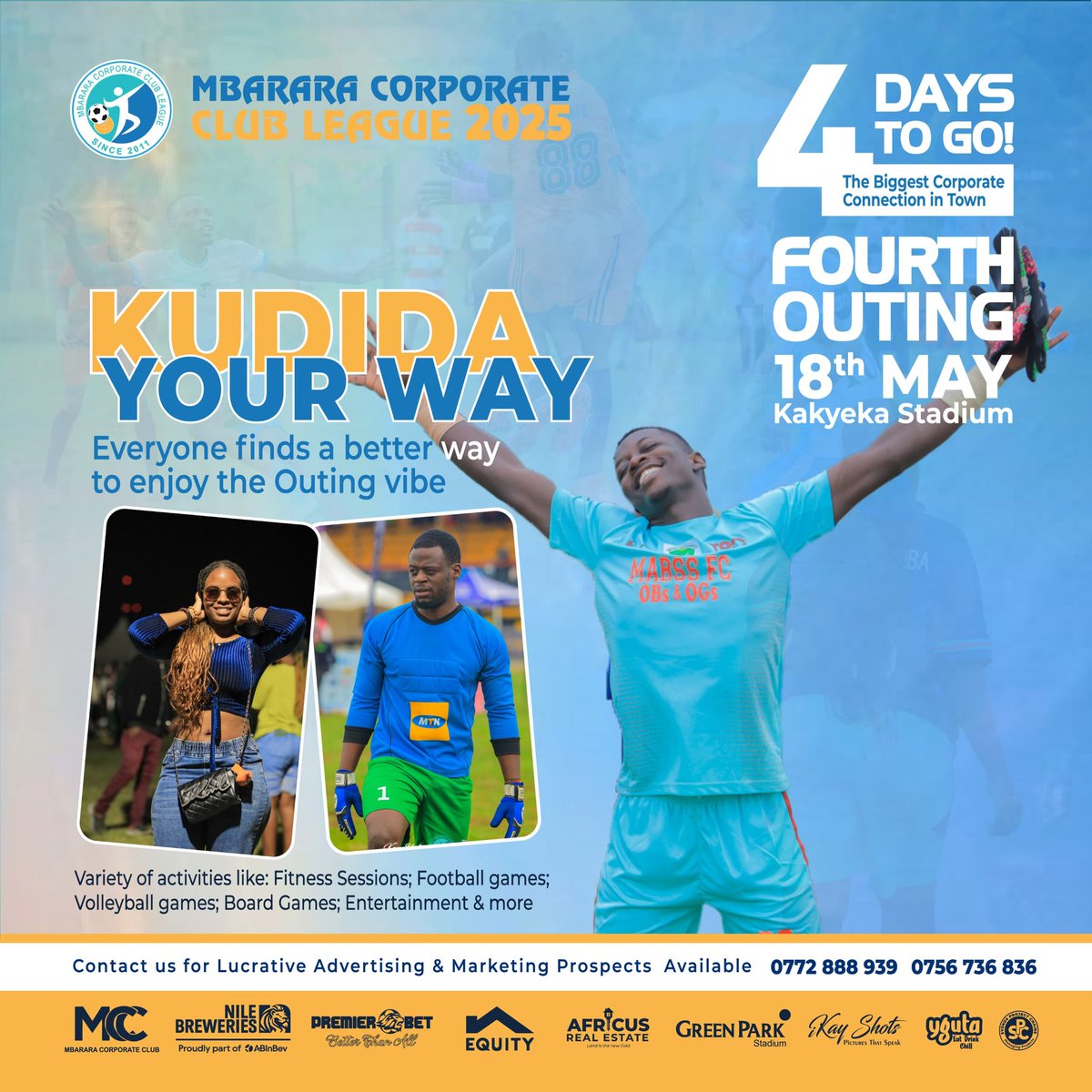 4 Days Left to build your Confidence on Pitch and in Office.

This Sunday at Kakyeka Stadium.

#MbraCorpClubLeague4thOuting 
#MbraCorpClubLeague2025