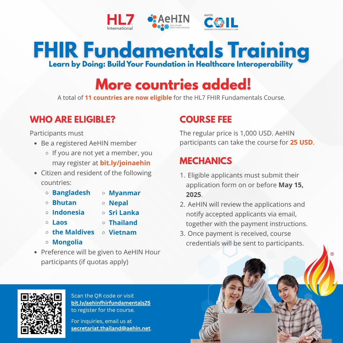 Asia eHealth Information Network (@weareaehin) on Twitter photo ๐ ๐๐ ๐๐๐๐๐๐๐๐ ๐๐๐๐๐๐๐๐! ๐
Citizens and residents of the following countries are eligible to join AeHIN's ๐๐๐ณ ๐๐๐๐ฅ ๐๐๐ป๐ฑ๐ฎ๐บ๐ฒ๐ป๐๐ฎ๐น๐ ๐๐ผ๐๐ฟ๐๐ฒ: Bangladesh, Bhutan, Indonesia, Laos, the Maldives, Mongolia, Myanmar, Nepal, Sri Lanka, Thailand, ๐ ๐๐ ๐๐๐๐๐๐๐๐ ๐๐๐๐๐๐๐๐! ๐
Citizens and residents of the following countries are eligible to join AeHIN's ๐๐๐ณ ๐๐๐๐ฅ ๐๐๐ป๐ฑ๐ฎ๐บ๐ฒ๐ป๐๐ฎ๐น๐ ๐๐ผ๐๐ฟ๐๐ฒ: Bangladesh, Bhutan, Indonesia, Laos, the Maldives, Mongolia, Myanmar, Nepal, Sri Lanka, Thailand,