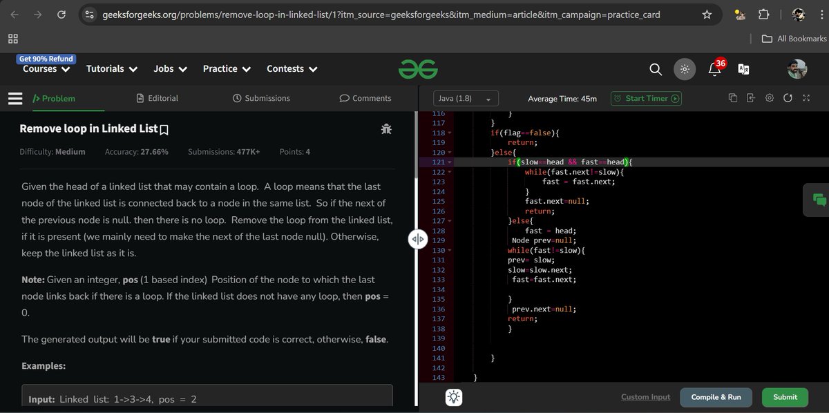 surajgupta85252's tweet photo. #day99
#problem name- Remove loop in a LinkedList #java #dsa #100daysofcoding #leetocde https://t.co/oOsbnkk3Ib