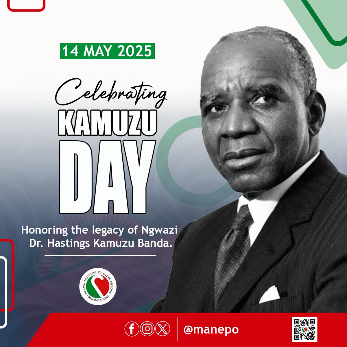 🇲🇼 Today we honor the legacy of Dr. Hastings Kamuzu Banda—Malawi’s Founding Father.  As we reflect on his vision, we renew our commitment to dignity, unity, and inclusion—especially for the elderly who carry our nation’s wisdom.  Happy Kamuzu Day! 
#KamuzuDay #LegacyOfLeadership