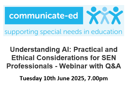 Understanding AI: Practical and Ethical Considerations for SEN Professionals presented by Alastair Brown, an experienced AI technologist with close personal ties to special education.
£25 non-members/£20 members.
More details and booking information here: communicate-ed.org.uk/courses/unders…