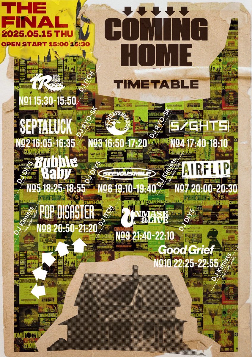 🔥𝐓𝐎𝐌𝐎𝐑𝐑𝐎𝐖🔥

5/15(木)
心斎橋VARON

𝗖𝗢𝗠𝗜𝗡𝗚 𝗛𝗢𝗠𝗘 -𝗧𝗛𝗘 𝗙𝗜𝗡𝗔𝗟-

w/
AIRFLIP
Bubble Baby
Good Grief
POP DISASTER
See You Smile
Ⅶ DAYS REASON
SEPTALUCK
4 Roses
UNMASK aLIVE

OPEN/START 15:00/15:30

チケット予約
eplus.jp/sf/detail/4302…