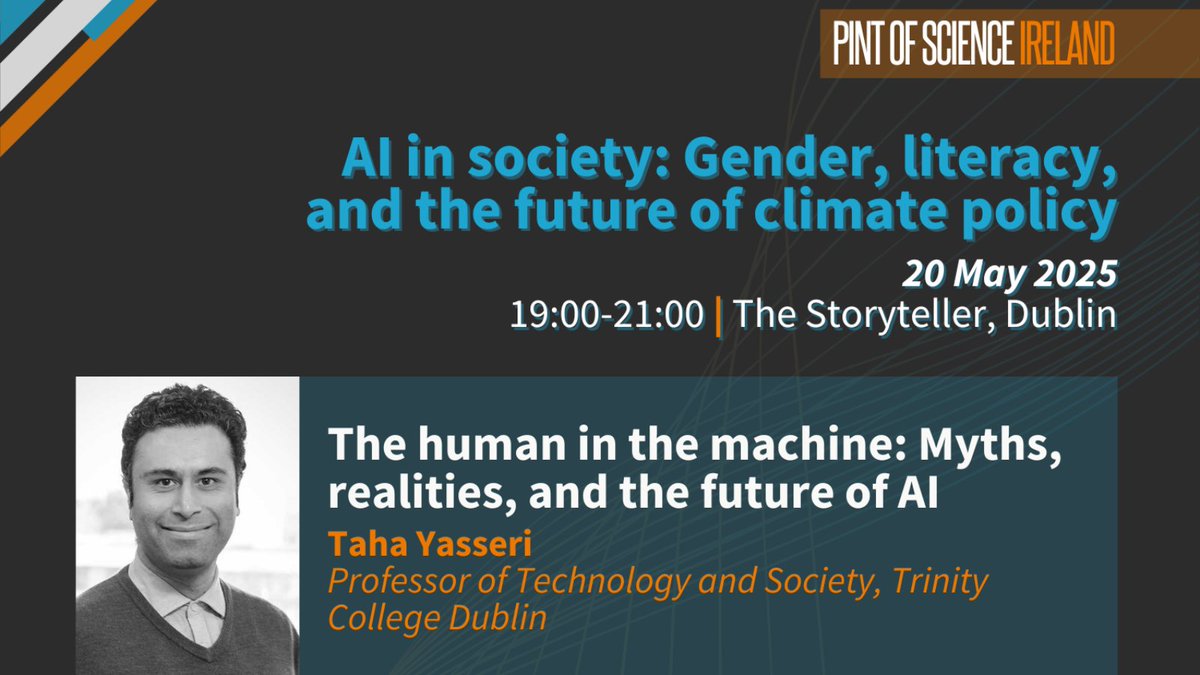 TCD Sociology (@tcdsociology) on Twitter photo Do you think of AI as having a gender?
<a href="/TahaYasseri/">Taha Yasseri</a> will explore why that might be and the future of the technology in his talk at the Storyteller next Tuesday as part of <a href="/pintofscienceIE/">Pint of Science IE</a>. Book your free tickets here: tinyurl.com/3dwm9n5w #pint25
<a href="/TCD_SSP/">TCD Social Sciences & Philosophy</a> Do you think of AI as having a gender?
<a href="/TahaYasseri/">Taha Yasseri</a> will explore why that might be and the future of the technology in his talk at the Storyteller next Tuesday as part of <a href="/pintofscienceIE/">Pint of Science IE</a>. Book your free tickets here: tinyurl.com/3dwm9n5w #pint25
<a href="/TCD_SSP/">TCD Social Sciences & Philosophy</a>