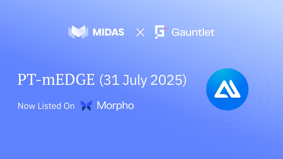PT-mEDGE (31 Jul 2025) is now available as collateral on <a href="/MorphoLabs/">Morpho 🦋</a>.

Borrow USDC against your PT position, using liquidity from the <a href="/gauntlet_xyz/">Gauntlet</a> Frontier vault.
