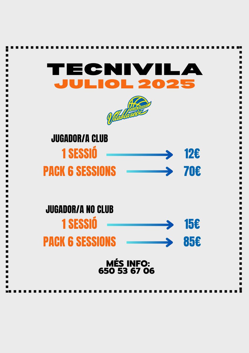 S’acosta el final de temporada! 🥲 Perquè segueixis millorant durant l’estiu, apunta’t al TECNIVILA!

PLACES LIMITADES! 🚨

Enllaç: docs.google.com/forms/d/e/1FAI…