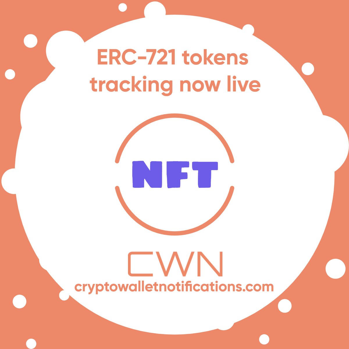 Good things come when you least expect them.

Today we added ERC-721 tokens support, you can now track your NFT transactions on 5 chains!

Start tracking your wallet transactions for free:

cryptowalletnotifications.com