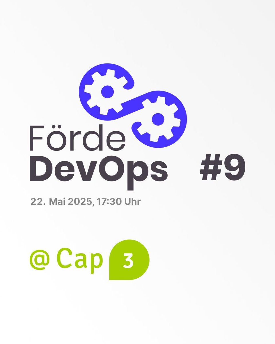 📣 Das Förde DevOps Meetup #9 findet am nächsten Donnerstag, 22. Mai, ab 17:30 Uhr in unseren Cap3-Räumlichkeiten statt. Euch erwarten spannende Talks, Networking und Snacks. Offen und kostenlos für alle Interessierten. 
🗓️ Mehr Infos und Anmeldung: l8r.it/WSfK