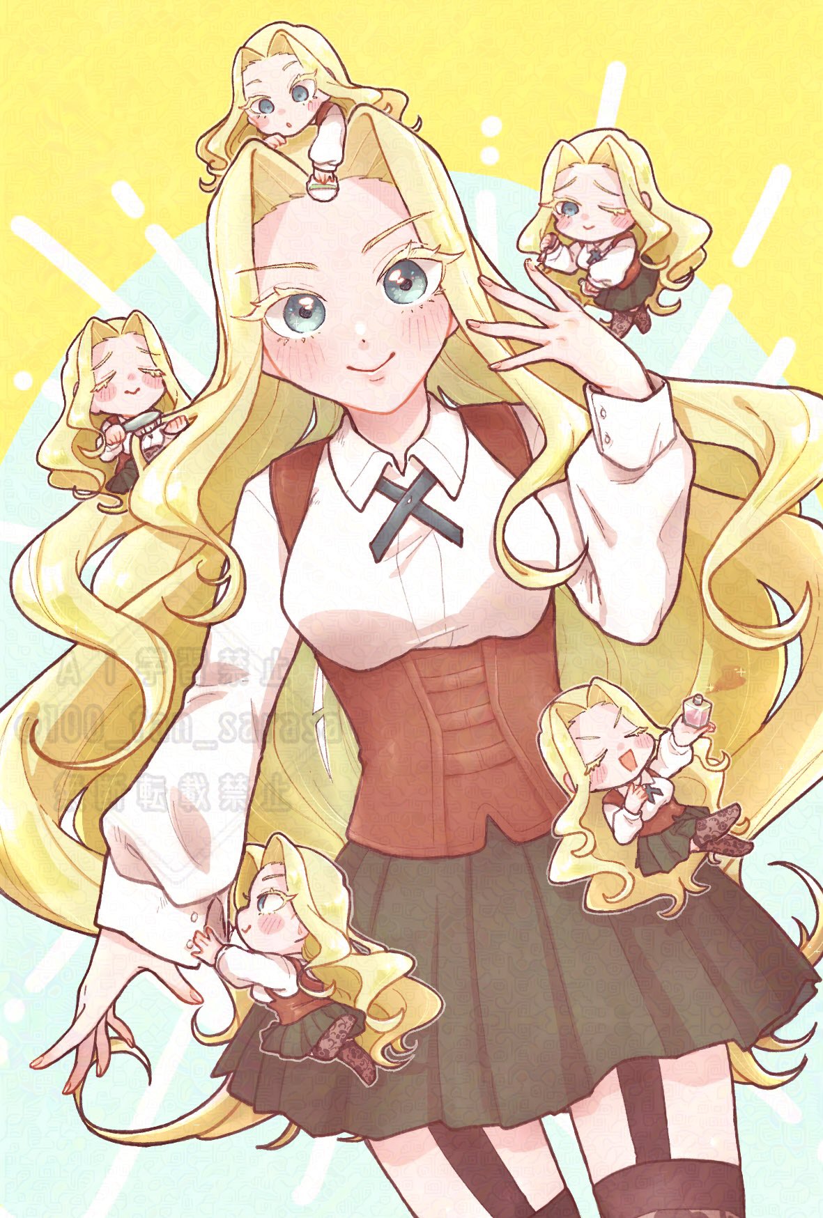 手描きイラスト 水彩原画 ショートヘアの女の子201 悪けれ