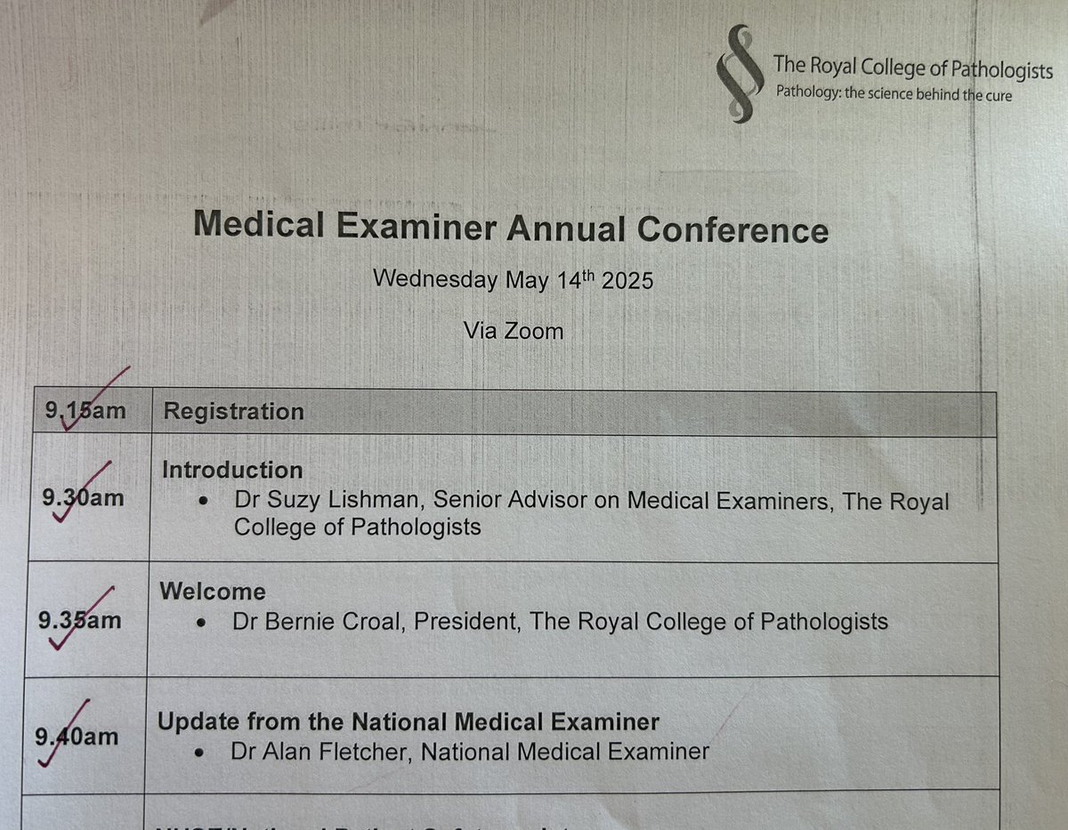 Dr Suzy Lishman CBE ๐ฉ๐ปโ๐ฌ (@ilovepathology) on Twitter photo Looking forward to todayโs <a href="/RCPath/">RC of Pathologists</a> Medical Examiner conference, with updates from government, NHSE and the Chief Coroner, and discussions of topics including assisted dying, asbestos and coding of deaths. Looking forward to todayโs <a href="/RCPath/">RC of Pathologists</a> Medical Examiner conference, with updates from government, NHSE and the Chief Coroner, and discussions of topics including assisted dying, asbestos and coding of deaths.