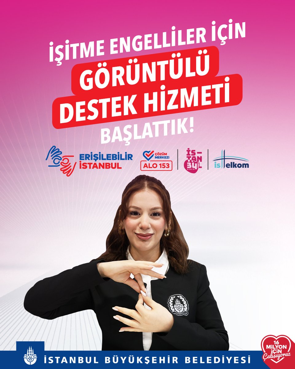 İstanbul Büyükşehir Belediyesi; <a href="/IBBcozummerkezi/">İBB Çözüm Merkezi</a>, Sosyal Hizmetler ve Bilgi İşlem Daire Başkanlıkları, İSTTELKOM AŞ ve <a href="/istanbulsenin34/">İstanbul Senin</a> iş birliğiyle hayata geçirilen “Erişilebilir İstanbul” projesiyle, işitme ve konuşma engelli bireylerin yaşamını kolaylaştırıyor.