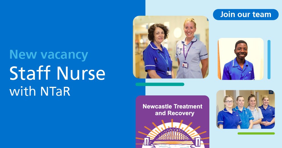 Staff Nurse to join the team at Newcastle Treatment &amp; Recovery #NTaR

Plummer Court #Newcastle

Find out more: beta.jobs.nhs.uk/candidate/joba…

Closing date is 27 May 2025

#MakingRecoveryHappen