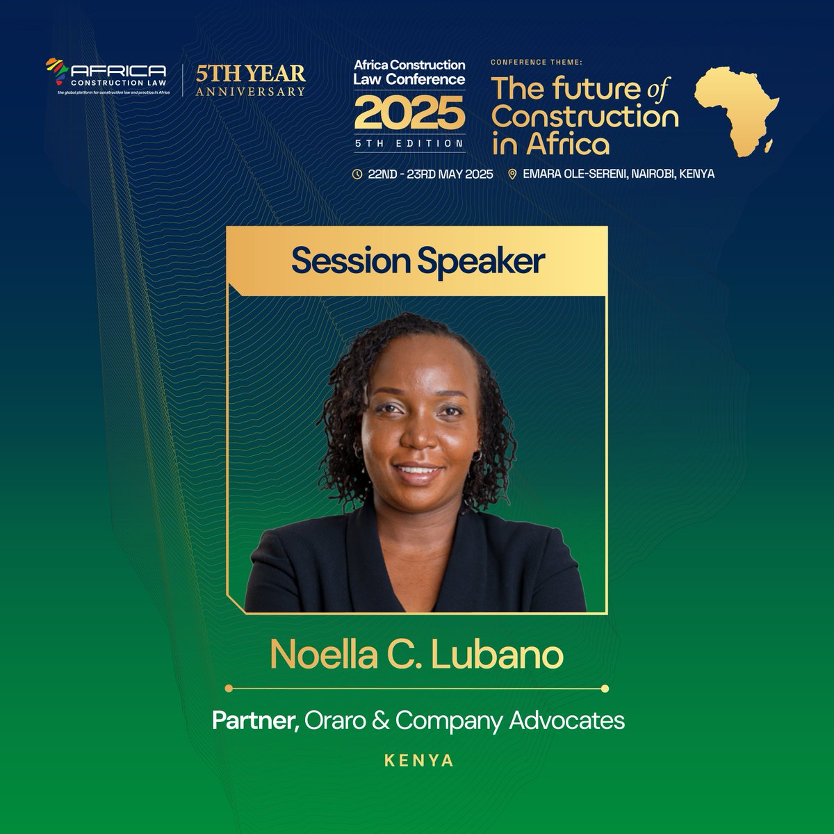 We are proud to share that #ourveryown Partner Noella Lubano will be participating in the Africa Construction Law (ACL) Conference 2025, taking place on 22–23 May in Nairobi, under the theme “The Future of Construction in Africa”.

Read more here: tinyurl.com/muhsvxan

#ACL