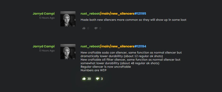 Ca reste une nouvelle de fou, même si je suis pense qu'ils auraient du modifier le fonctionnement du silencieux !
Le silencieux actuel n'est plus craftable uniquement lootable, il reste réparable. 
Deux nouveaux silencieux, dont un qui casse en douze balle d'ak et l'auter en 48.