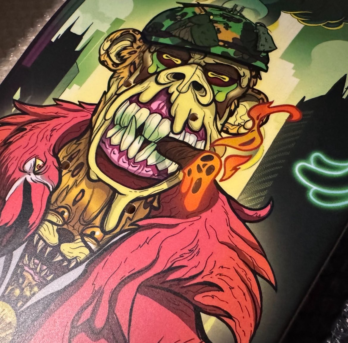 GM 🦩☕️ Still so stoked over the Franken Bombay skateboard deck I designed and drew for <a href="/Singe_int/">SINGE® 🍌</a> 🍌
