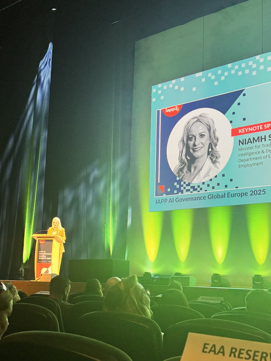 Mary Seery-Kearney (@seerykearney) on Twitter photo Fantastic to be here at the IAPP AI Governance Global event in Dublin’s @conventioncentre and to meet Minister <a href="/NiamhSmythTD/">Niamh Smyth TD</a> the first AI minister in Ireland and who is the keynote speaker opening the event - great day ahead #AIOTA #AIGG25 Fantastic to be here at the IAPP AI Governance Global event in Dublin’s @conventioncentre and to meet Minister <a href="/NiamhSmythTD/">Niamh Smyth TD</a> the first AI minister in Ireland and who is the keynote speaker opening the event - great day ahead #AIOTA #AIGG25