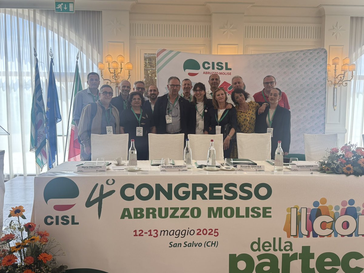 faicislabrmol's tweet photo. Concluso a San Salvo il IV Congresso @CISLAbruzzoMoli "Il coraggio della partecipazione" (12-13 maggio). Giovanni Notaro confermato Segretario Generale. Presente la #FaiCisl con delegati in entrambe le giornate. Dibattito su sfide economiche, PNRR e futuro delle regioni https://t.co/UbHaqCVADV