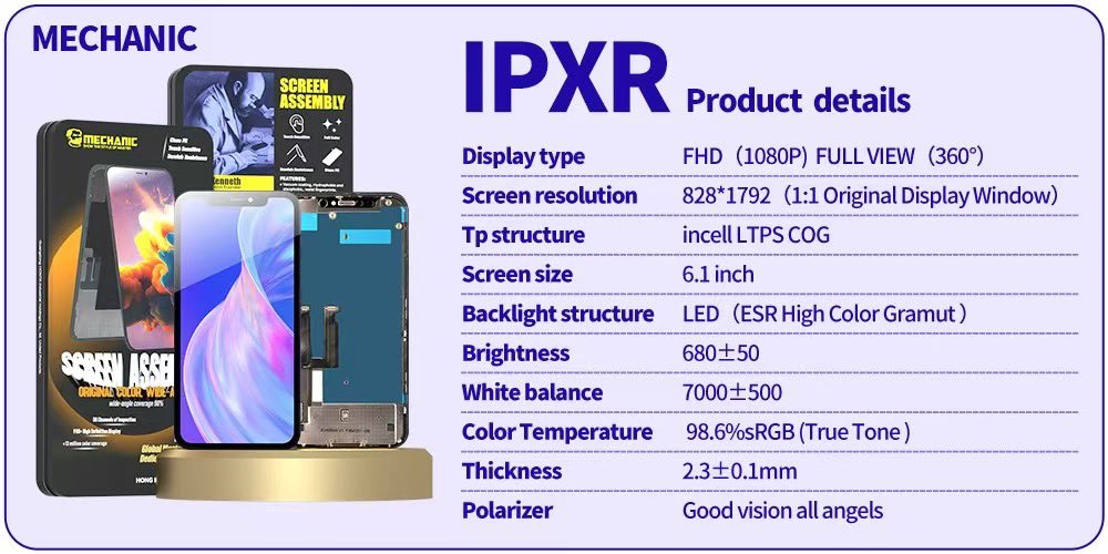 MechanicNi6718's tweet image. MECHANIC INCELL FHD (1080P) -IP X Series
1:1 Original Display Window
Color Gamut reaches 98% sRGB 
Click and check more details
#LCD #screen #incell #fhd