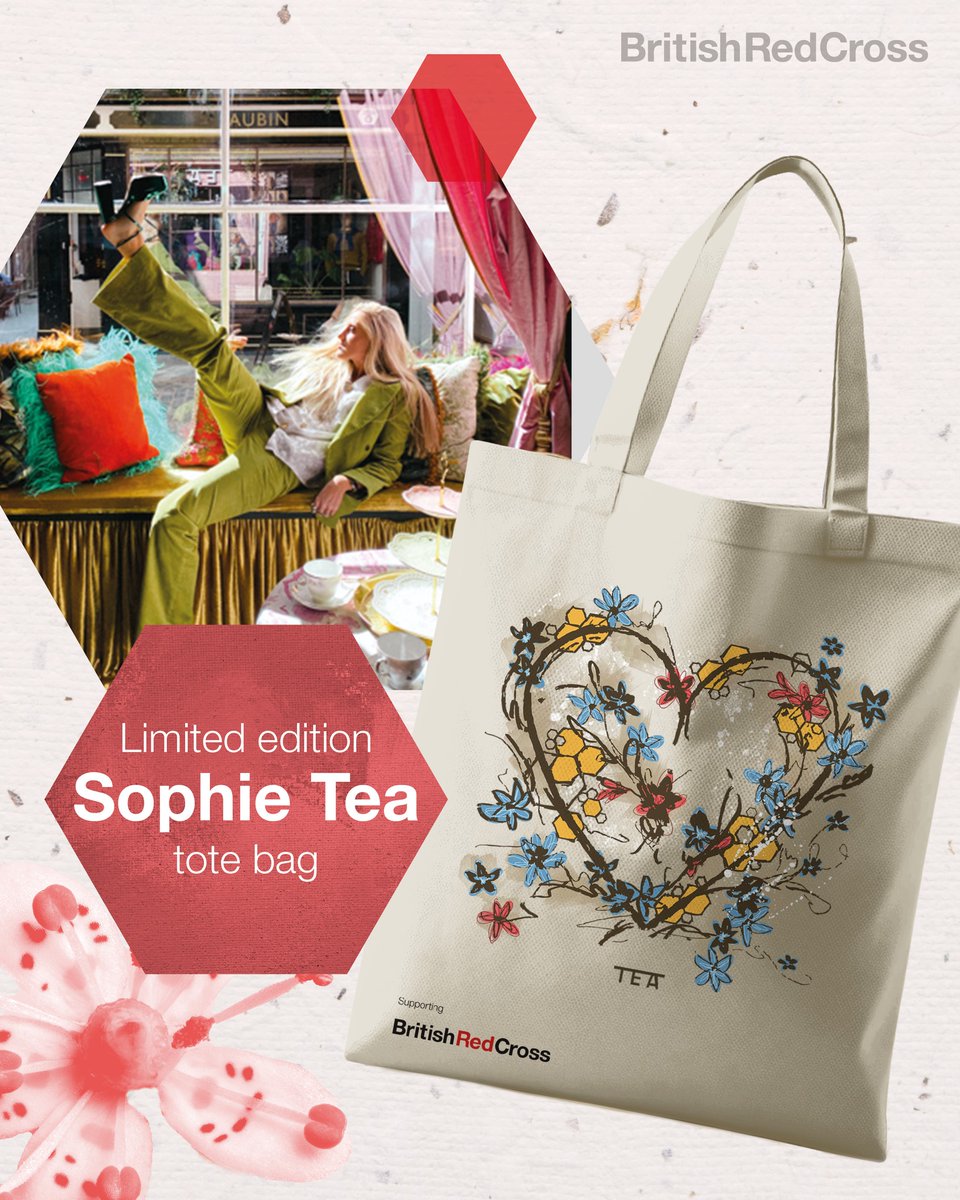 We’re thrilled to launch our exclusive tote bag by artist Sophie Tea! 🎨 Inspired by the British Red Cross’ #HereForHumanity Garden at #RHSChelsea, it bursts with bold colours &amp; floral motifs. 🌸 Grab yours in our Kensington &amp; Chelsea shop or: bit.ly/SophieTeaArtTo…