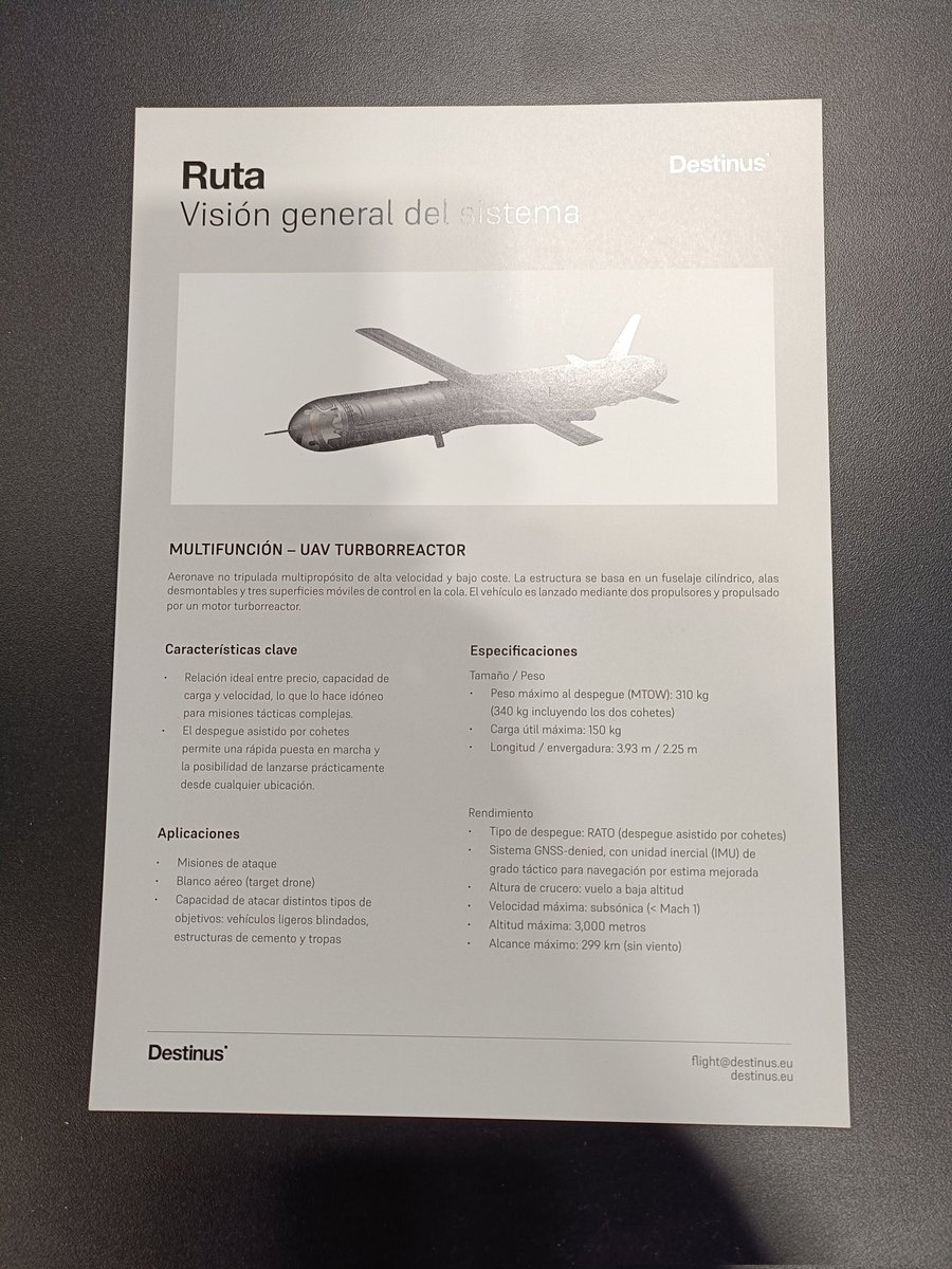 ReinaldoDMM's tweet image. 🔵 FEINDEF 2025

El grupo español @grupo_oesia y la firma suiza @destinusaero, han firmado un acuerdo para el desarrollo, producción y comercialización conjunta de un sistema de misiles de largo alcance. 
Les comparto el catálogo del RUTA.
#FEINDEF25 #drones #misiles