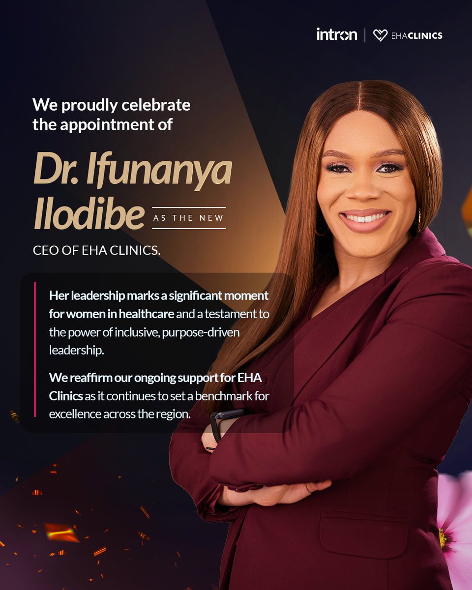 Intron Health (@intronhealth) on Twitter photo Congrats to Dr. Ifunanya Ilodibe on her appointment as CEO of <a href="/EHAClinics/">EHA Clinics</a>. As proud partners, we are committed to standing with you to advance accessible, patient-centered care. We look forward to deepening our collaboration in this exciting new chapter of growth & transformation Congrats to Dr. Ifunanya Ilodibe on her appointment as CEO of <a href="/EHAClinics/">EHA Clinics</a>. As proud partners, we are committed to standing with you to advance accessible, patient-centered care. We look forward to deepening our collaboration in this exciting new chapter of growth & transformation