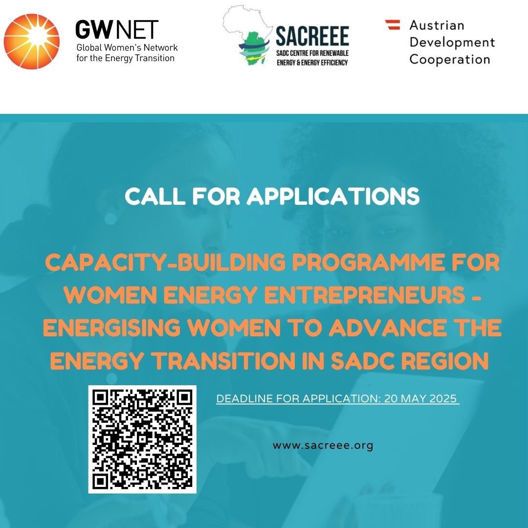 ⏳ Time is ticking! Don’t miss your chance to join the first edition of our Entrepreneurship Capacity-Building Programme, designed to empower women energy entrepreneurs across the SADC region! 🌍⚡

Full details available here:  x.com/intent/tweet?t…