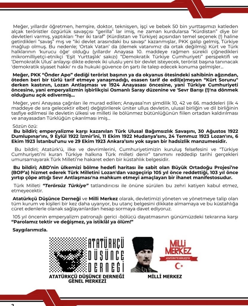 PAROLAMIZ TEKTİR VE DEĞİŞMEZ 
YA İSTİKLÂL YA ÖLÜM!