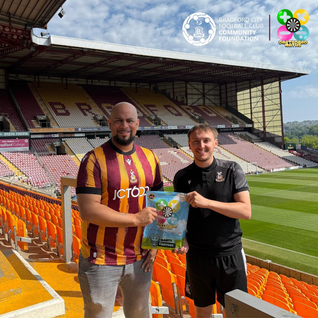 Bradford City FC Community Foundation (@bcafc_cf) on Twitter photo 🎯 | #DartboardMaths
We have collaborated with <a href="/Dartboardmaths/">Dartboardmaths</a>, a #darts-based maths resource created by <a href="/devon_petersen/">Devon Petersen 369</a>, to support maths education in #Bradford schools 💛 🤖
More: bit.ly/4j455mC
#BCAFC | <a href="/officialbantams/">Bradford City AFC</a> | <a href="/OfficialPDC/">PDC Darts</a> | <a href="/DartsWDF/">WDF Darts</a> | <a href="/GaytonMcK/">Gayton McKenzie</a> 🎯 | #DartboardMaths
We have collaborated with <a href="/Dartboardmaths/">Dartboardmaths</a>, a #darts-based maths resource created by <a href="/devon_petersen/">Devon Petersen 369</a>, to support maths education in #Bradford schools 💛 🤖
More: bit.ly/4j455mC
#BCAFC | <a href="/officialbantams/">Bradford City AFC</a> | <a href="/OfficialPDC/">PDC Darts</a> | <a href="/DartsWDF/">WDF Darts</a> | <a href="/GaytonMcK/">Gayton McKenzie</a>