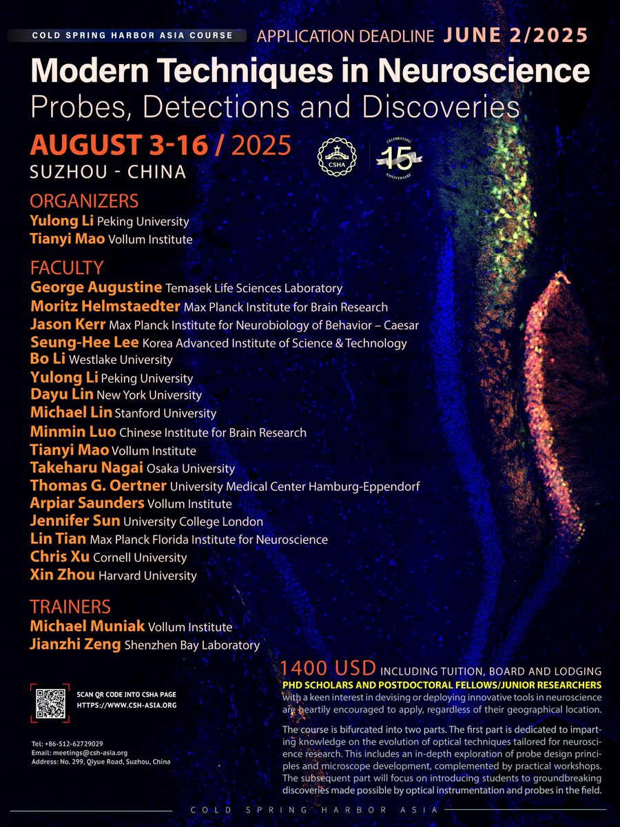 Cold Spring Harbor Asia (@cshanews) on Twitter photo Enrollment Now Open! #CSHA 3rd Annual Summer Course on Modern Techniques in #Neuroscience: #Probes, Detections and Discoveries-organized by Yulong Li <a href="/yulonglilab/">Yulong Li Lab</a> & Tianyi Mao. Apply today at csh-asia.org/?content/2689. We are waiting for you in Suzhou China. Enrollment Now Open! #CSHA 3rd Annual Summer Course on Modern Techniques in #Neuroscience: #Probes, Detections and Discoveries-organized by Yulong Li <a href="/yulonglilab/">Yulong Li Lab</a> & Tianyi Mao. Apply today at csh-asia.org/?content/2689. We are waiting for you in Suzhou China.
