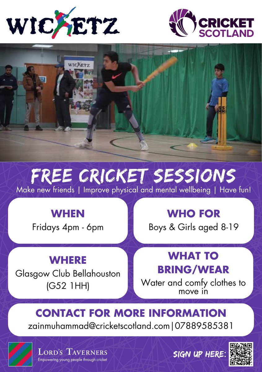 Glasgow Sport (@glasgow_sport) on Twitter photo More FREE Cricket? š
Starting THIS FRIDAY, Wicketz with <a href="/CricketScotland/">Cricket Scotland</a> are launching a new hub, details below:
Glasgow Club Bellahouston
Friday's 4-6pm
Ages 8 to 19 years
Sign Up here š app.upshot.org.uk/signup/74446a8ā¦
<a href="/PEPASSGlasgow/">PEPASS Glasgow</a> More FREE Cricket? š
Starting THIS FRIDAY, Wicketz with <a href="/CricketScotland/">Cricket Scotland</a> are launching a new hub, details below:
Glasgow Club Bellahouston
Friday's 4-6pm
Ages 8 to 19 years
Sign Up here š app.upshot.org.uk/signup/74446a8ā¦
<a href="/PEPASSGlasgow/">PEPASS Glasgow</a>
