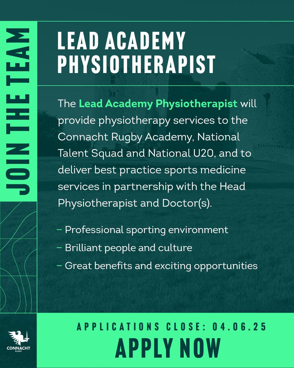 Want to work in a professional sport environment? 🏉

More ℹ️ and how to apply in the link🔗 connachtrugby.ie/about/careers/…

#OneConnacht