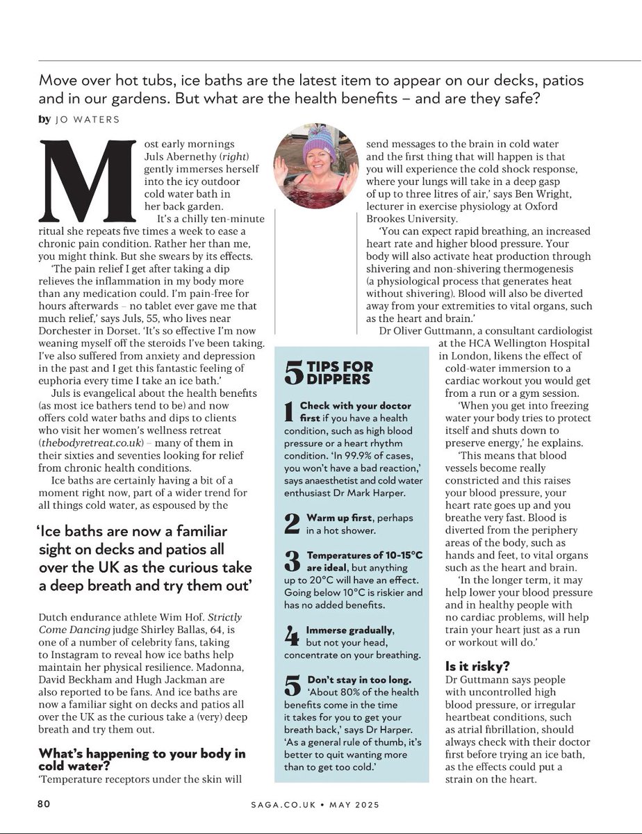 Ben Wright (@bhwright_) on Twitter photo Pleased to have contributed to the May issue of Saga Magazine, providing insights into the physiological responses and potential health benefits of ice baths.
<a href="/SagaUK/">Saga</a> <a href="/oxford_brookes/">Oxford Brookes University</a> <a href="/OBUSportCourses/">OBU Sport & Coaching Sciences</a> Pleased to have contributed to the May issue of Saga Magazine, providing insights into the physiological responses and potential health benefits of ice baths.
<a href="/SagaUK/">Saga</a> <a href="/oxford_brookes/">Oxford Brookes University</a> <a href="/OBUSportCourses/">OBU Sport & Coaching Sciences</a>
