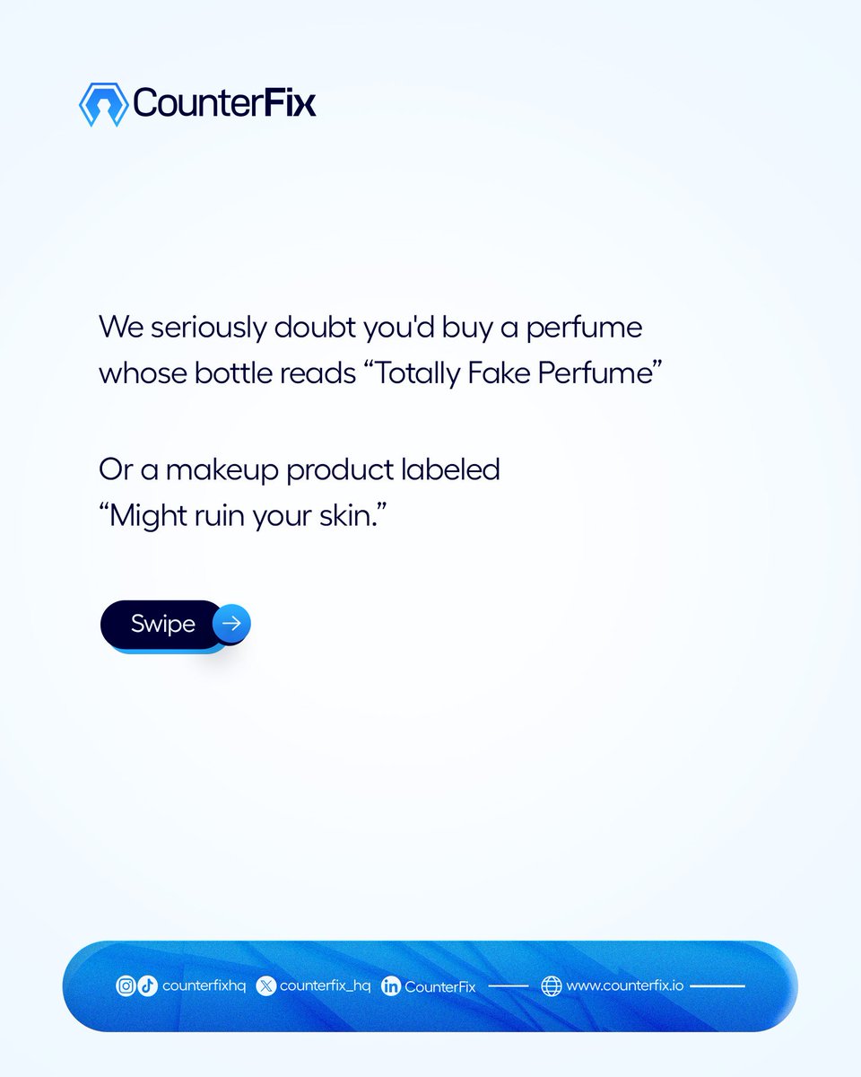 counterfix_hq's tweet image. What if counterfeits told the truth? With CounterFix, authenticity verification is instant! No more hidden lies, just genuine products. #CounterFix #AuthenticityVerification #BrandTrust