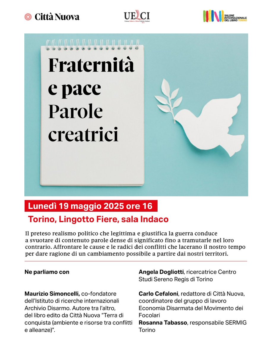 Il preteso realismo politico che legittima e giustifica la guerra svuota di contenuto le parole per tramutarle nel loro contrario. Affrontare le cause dei conflitti che lacerano il nostro tempo per dare ragione di un cambiamento possibile a partire dai nostri territori #Torino