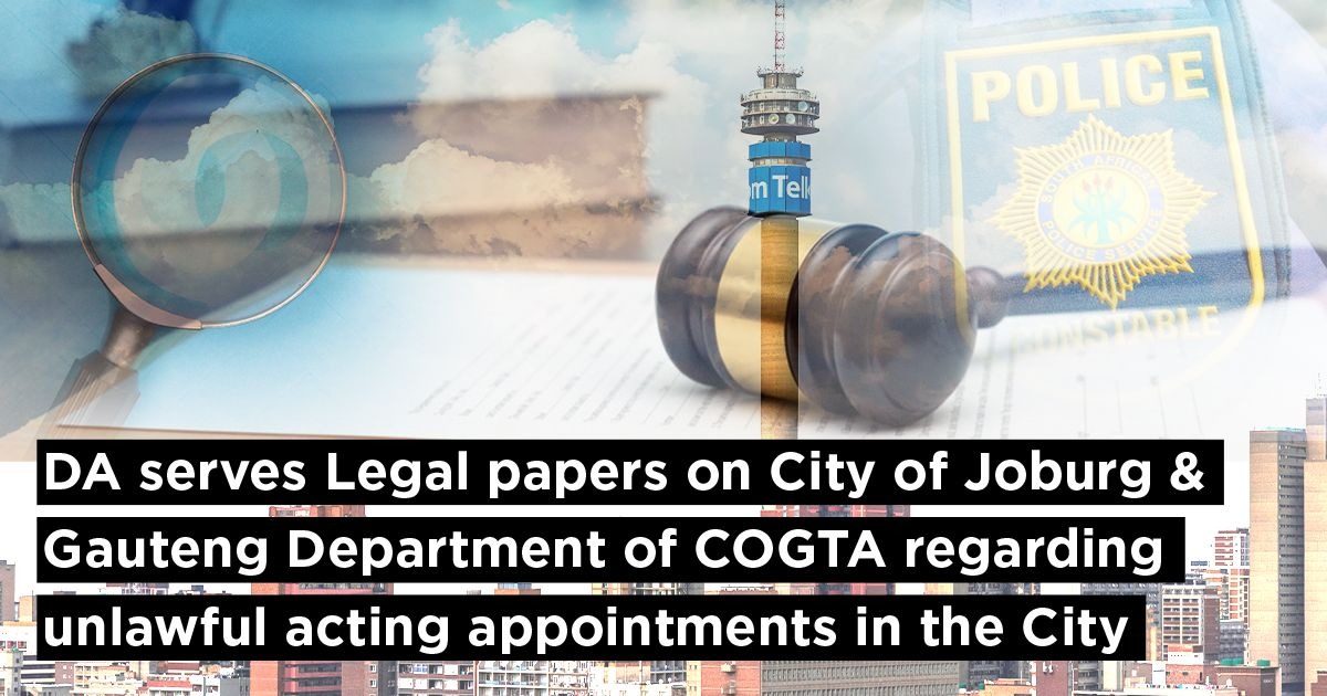 BelindaE6's tweet photo. BREAKING NEWS!!
The @Our_DA last night served the @CityofJoburgZA with legal papers in regards to the unlawful Acting appointment of Senior Managers.
https://t.co/9h1B6ijd6f https://t.co/KQBpqzKCET