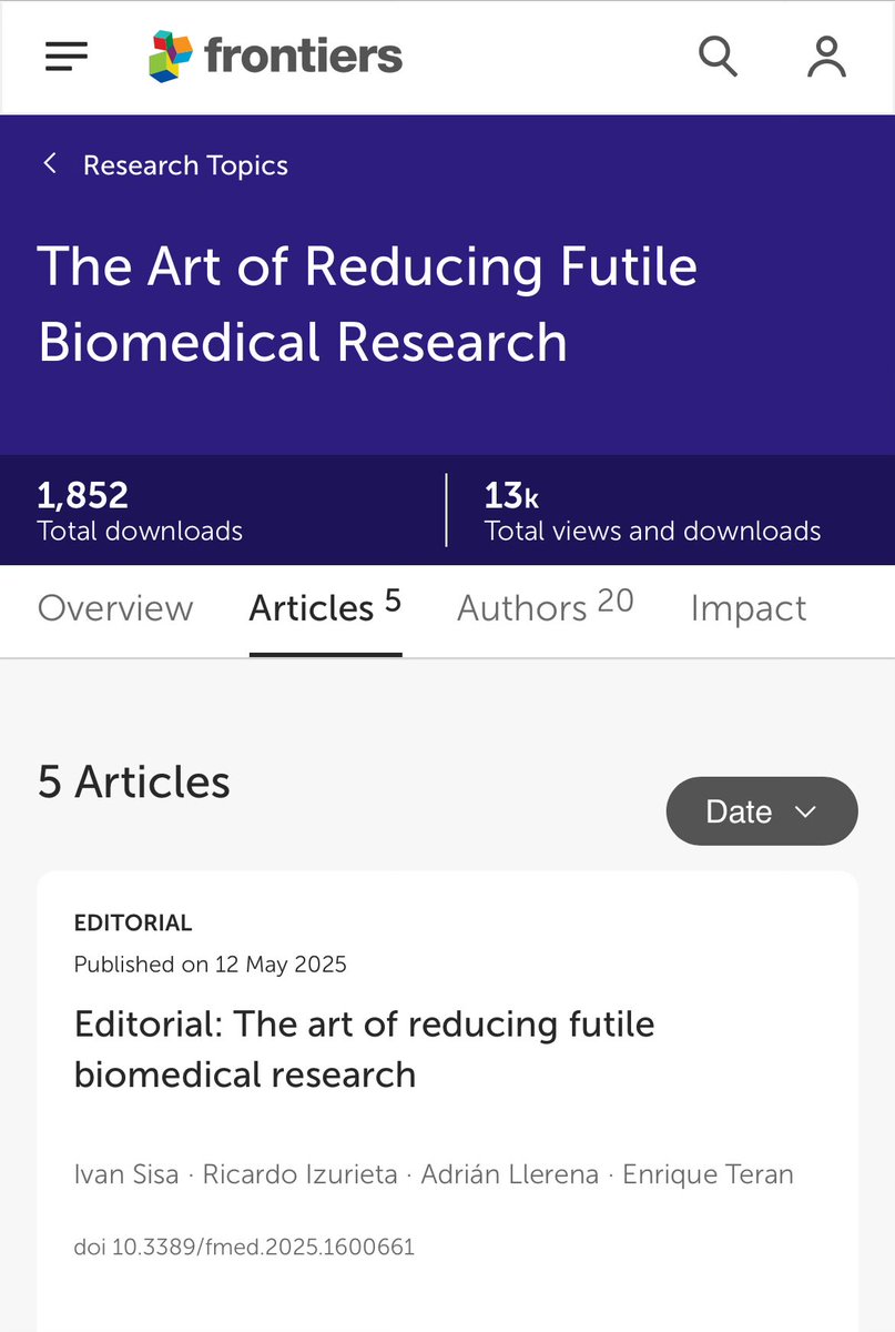 Enrique Teran (@e_teran_ec) on Twitter photo Our special issue is now completed and ready for your review and comments … surely there is a lot to reduce futility in biomedical research <a href="/ivan_sisa1/">Iván Sisa</a> <a href="/USFQ_Ecuador/">Universidad San Francisco de Quito</a> <a href="/FrontMedicine/">Frontiers - Medicine</a> <a href="/AcadEcMed/">Academia Ecuatoriana de Medicina</a>
frontiersin.org/research-topic… Our special issue is now completed and ready for your review and comments … surely there is a lot to reduce futility in biomedical research <a href="/ivan_sisa1/">Iván Sisa</a> <a href="/USFQ_Ecuador/">Universidad San Francisco de Quito</a> <a href="/FrontMedicine/">Frontiers - Medicine</a> <a href="/AcadEcMed/">Academia Ecuatoriana de Medicina</a>
frontiersin.org/research-topic…