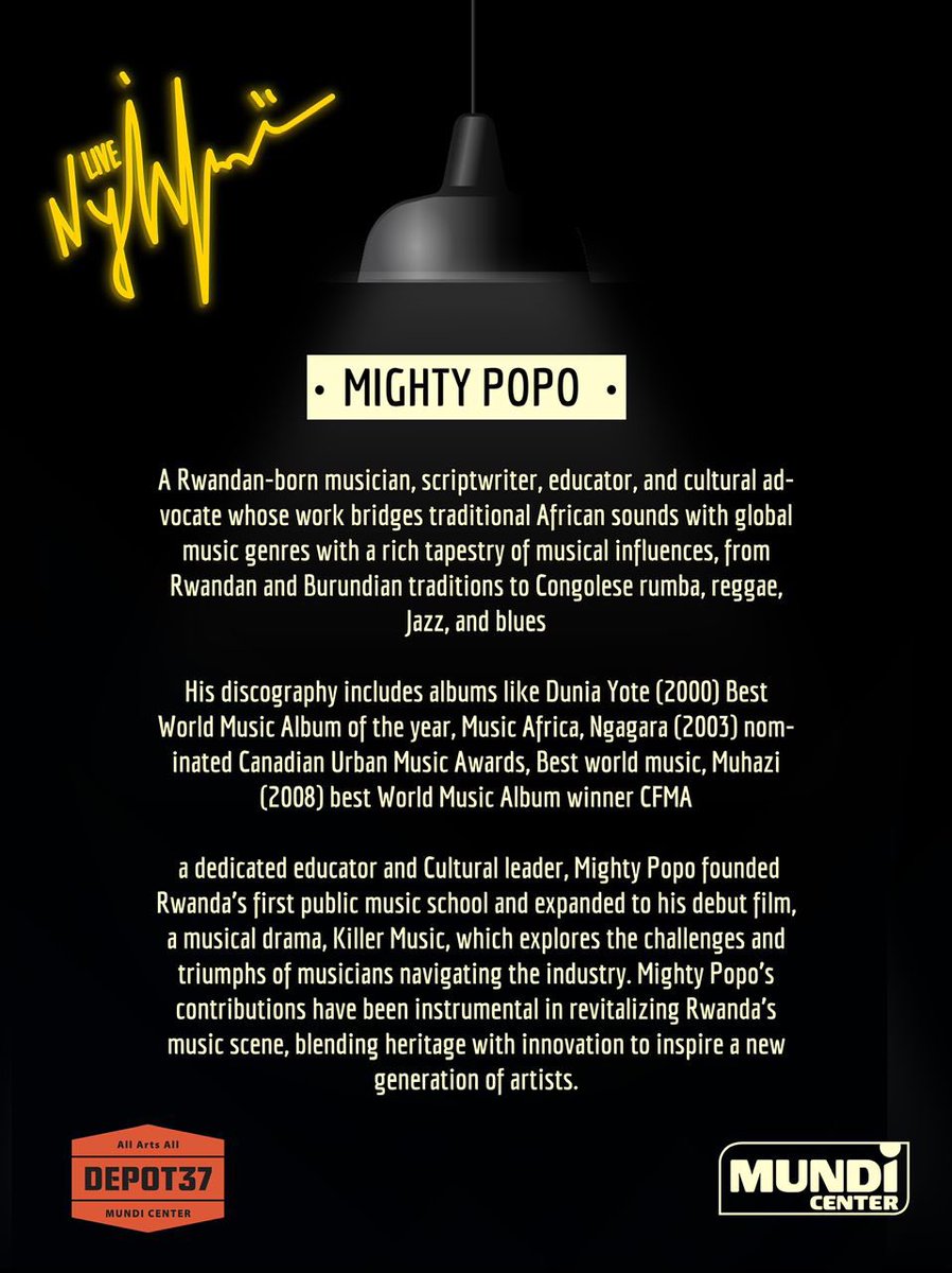 🎶 Aaaand… Yes! The one and only Mighty Popo is gonna be there! 

We can’t talk blues without roots! We are honored to reveal that the world-renowned musician and cultural leader, Mighty Popo will be with us in #livenyinshii 

#tomorrow 15th May
⏰ 8:30 PM 
At Mundi Center 📍