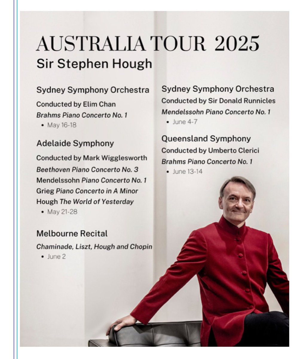 A month of Aussie scales and arpeggios begins tomorrow. Come and say hello! Details here stephenhough.com/performances