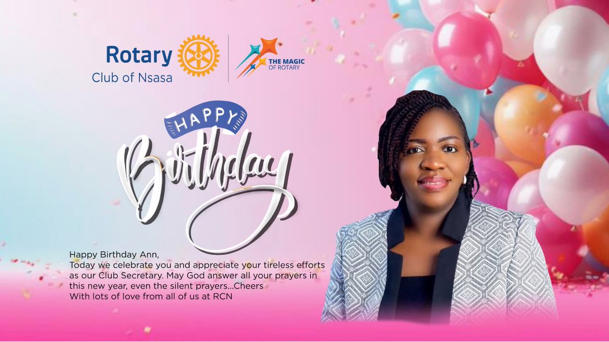 Rotary club of Nsasa (@rcnsasa) on Twitter photo Hello family ,
Please join us in wishing our Club Secretary, Ajok Ann a wonderful Happy Birthday๐๐๐๐ฅ๐ต๐๐โค๏ธ Hello family ,
Please join us in wishing our Club Secretary, Ajok Ann a wonderful Happy Birthday๐๐๐๐ฅ๐ต๐๐โค๏ธ