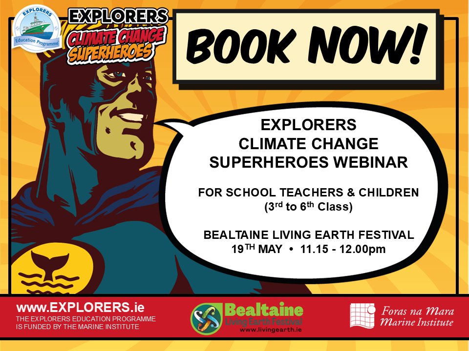 Climate Superheros webinar at 11.15 on the 19th May!
Explorers Climate Change – Superheroes provides children with an opportunity to develop an
understanding about the Earth’s Climate System, learn about climate change, and the
challenges it brings.
Join the Explorers Team on the