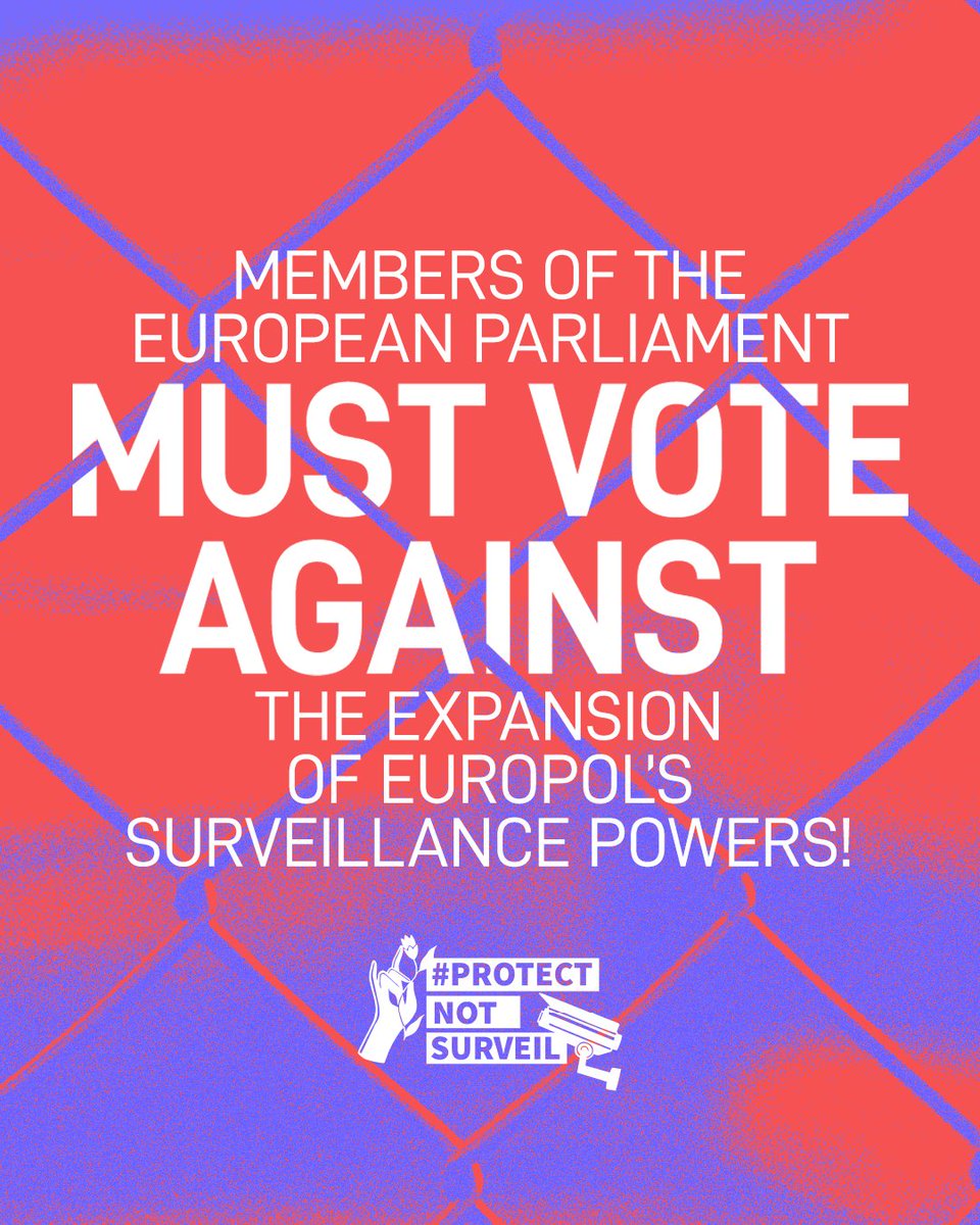 1/2

On May 20, <a href="/EP_Justice/">LIBE Committee Press</a> will vote on the <a href="/Europol/">Europol</a> reform report.

MEPs 👏 must 👏 vote 👏 against!

🐎 It is a Trojan horse for surveillance disguised as "anti-smuggling"
💰 It would expand the budget for a problematic agency