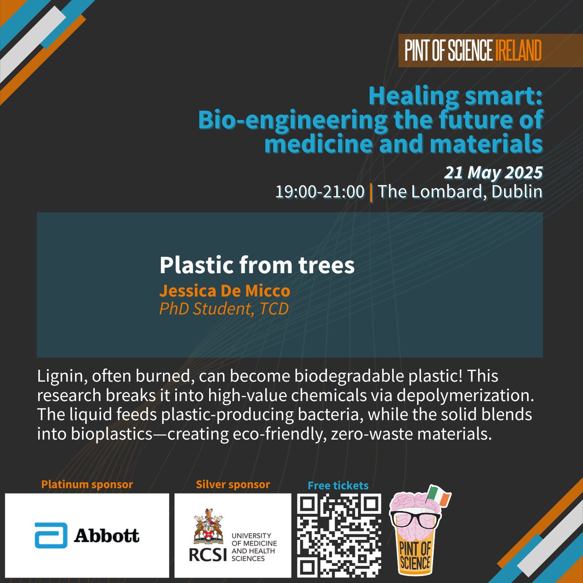 NXTGENWOOD (@nextgenwood1) on Twitter photo Come along to hear PhD student Jessica De Micco present her <a href="/agriculture_ie/">Dept of Agriculture, Food and the Marine</a> funded research on sustainable bioplastics and biochemicals from trees in The Lombard, Dublin May 21st. <a href="/ambercentre/">AMBER</a> <a href="/TCD_Chemistry/">TCD School of Chemistry</a>
Via <a href="/pintofscienceIE/">Pint of Science IE</a> & @abbott #pint25. Come along to hear PhD student Jessica De Micco present her <a href="/agriculture_ie/">Dept of Agriculture, Food and the Marine</a> funded research on sustainable bioplastics and biochemicals from trees in The Lombard, Dublin May 21st. <a href="/ambercentre/">AMBER</a> <a href="/TCD_Chemistry/">TCD School of Chemistry</a>
Via <a href="/pintofscienceIE/">Pint of Science IE</a> & @abbott #pint25.