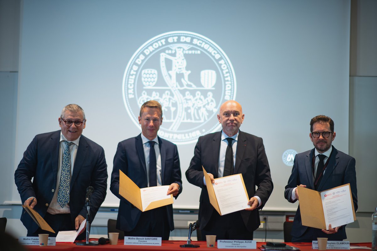 Université de Montpellier (@umontpellier) on Twitter photo 🖋️ Signature de la convention de coopération entre la <a href="/CNCJ_France/">Chambre nationale des commissaires de justice</a> (Pdt Me Benoit Santoire), la Chambre régionale des Commissaires de justice (Pdt Me Frédéric Tonus), <a href="/umontpellier/">Université de Montpellier</a> (Pdt <a href="/Philippe_Auge/">Philippe Augé</a>) & <a href="/Faculte_DSP_UM/">Faculté Droit et Science politique de Montpellier</a> (Doyen <a href="/GClamour/">Guylain Clamour</a>) 🖋️ Signature de la convention de coopération entre la <a href="/CNCJ_France/">Chambre nationale des commissaires de justice</a> (Pdt Me Benoit Santoire), la Chambre régionale des Commissaires de justice (Pdt Me Frédéric Tonus), <a href="/umontpellier/">Université de Montpellier</a> (Pdt <a href="/Philippe_Auge/">Philippe Augé</a>) & <a href="/Faculte_DSP_UM/">Faculté Droit et Science politique de Montpellier</a> (Doyen <a href="/GClamour/">Guylain Clamour</a>)