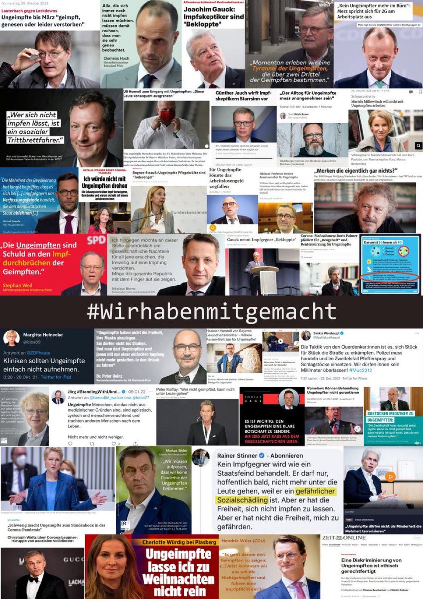 In keinem Verfassungsschutzbericht tauchen solche solidarischen Zitiere auf. Warum nicht?

“Gruppe sozialer Vollidioten” 
“Es ist wichtig, den Ungeimpften klar zu machen: Ihr seid jetzt raus aus der Gesellschaft”
“Ungeimpfte Menschen, die sich nicht aus medizinischen Gründen